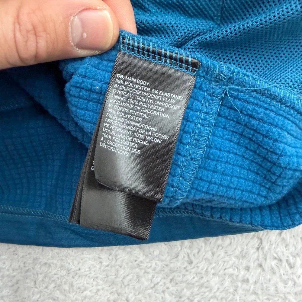 The‎ North Face Mens Large Blue Grid Fleece Full Zip Jacket Mock Neck Hiking L